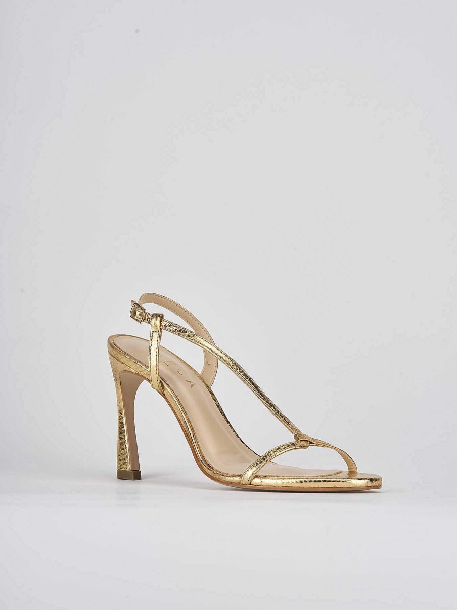 Donna Barca | Sandali Tacco Alto Tacco 8 Cm Pitone Oro