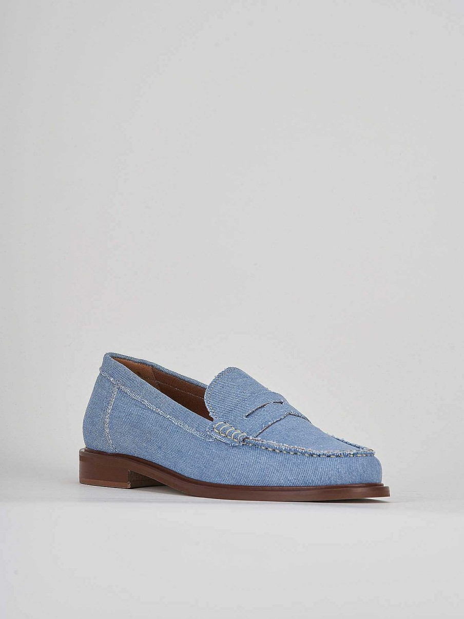 Donna Barca | Mocassini Tacco 1 Cm In Tessuto Jeans