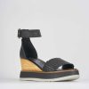 Donna Barca | Sandali Zeppa Tacco 8Cm Pelle Nero