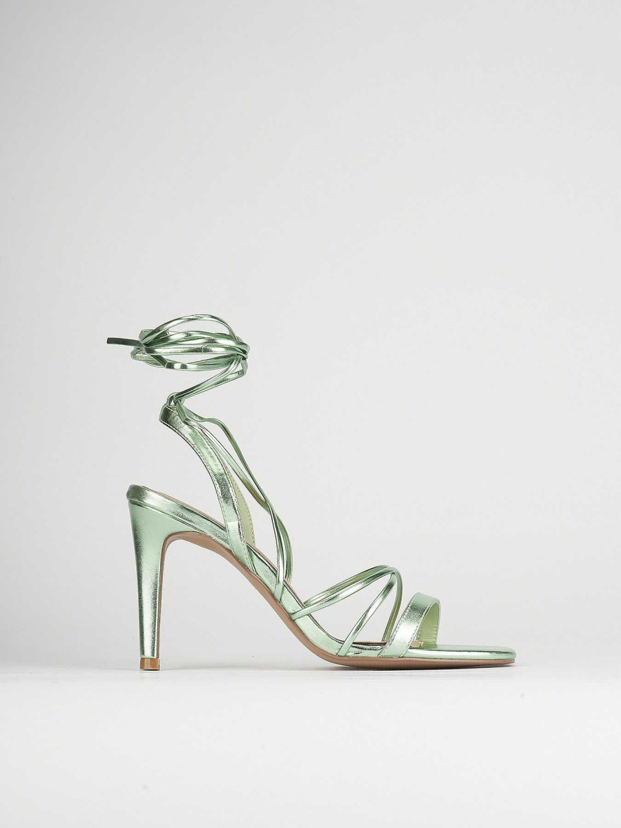 Donna Barca | Sandali Tacco Alto Tacco 8 Cm In Pelle Verde