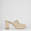 Donna Barca | Sabot Tacco 9 Cm In Pelle Beige