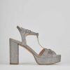 Donna Barca | Sandali Tacco Alto Tacco 9 Cm Beige Glitter