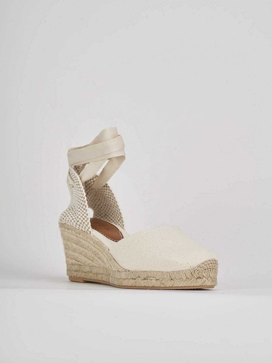 Donna Barca | Espadrillas Tacco 6 Cm In Tessuto Beige