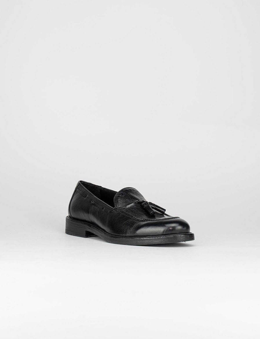 Uomo Barca | Mocassini Tacco 1 Cm In Pelle Nera