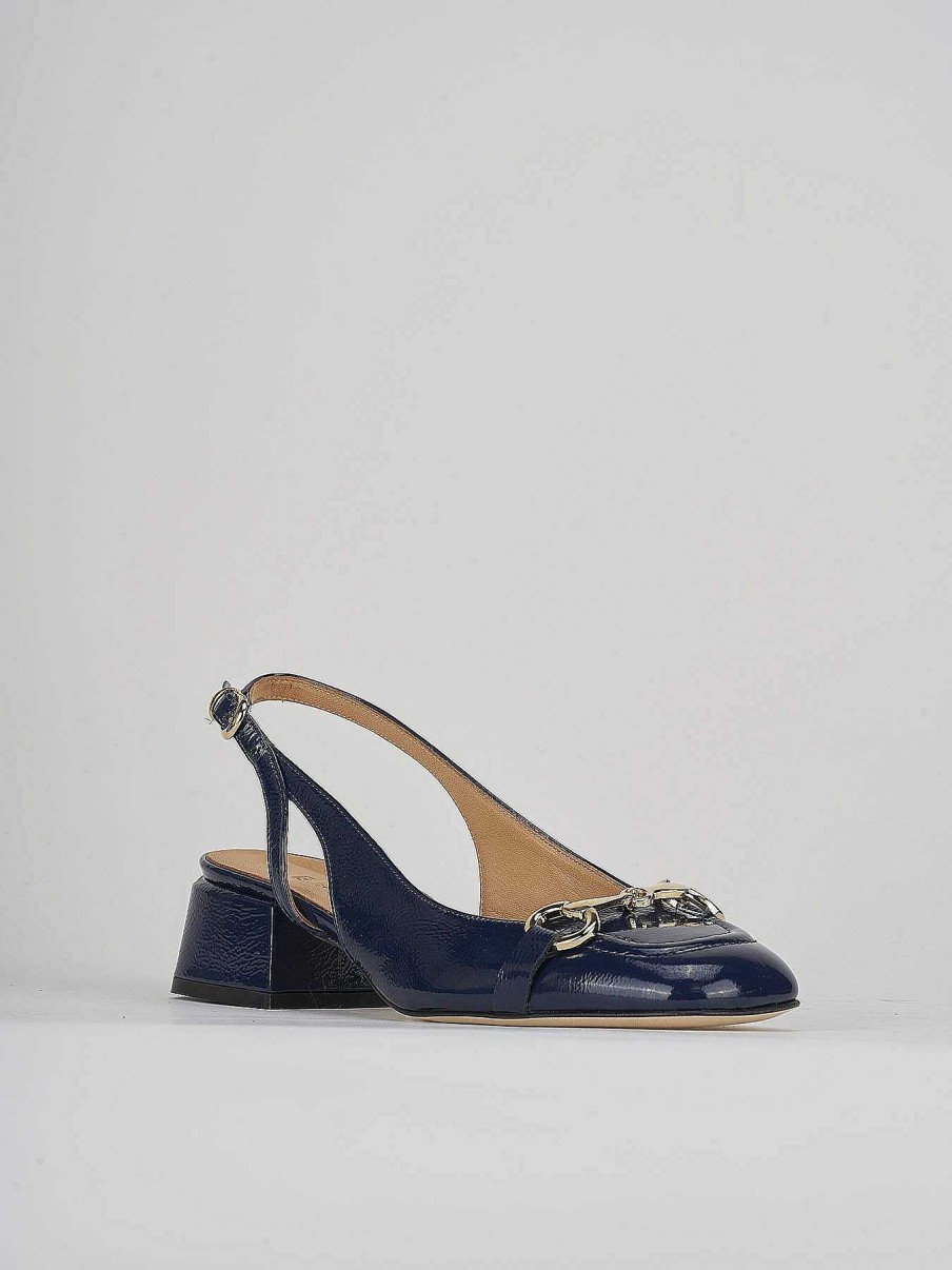 Donna Barca | Decollete Tacco 4 Cm In Vernice Blu