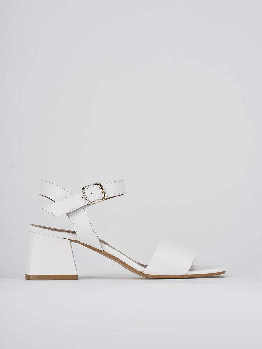 Donna Barca | Sandali Tacco Alto Tacco 5 Cm In Pelle Bianca