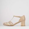 Donna Barca | Sandali Tacco Alto Tacco 5 Cm In Pelle Beige