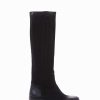 Donna Barca | Stivali Tacco Basso Tacco 2 Cm In Camoscio Nero