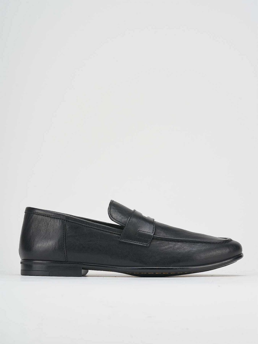 Uomo Barca | Mocassini Tacco 1 Cm In Pelle Nera