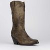 Donna Barca | Stivali Tacco Alto Tacco 5 Cm In Pelle Beige