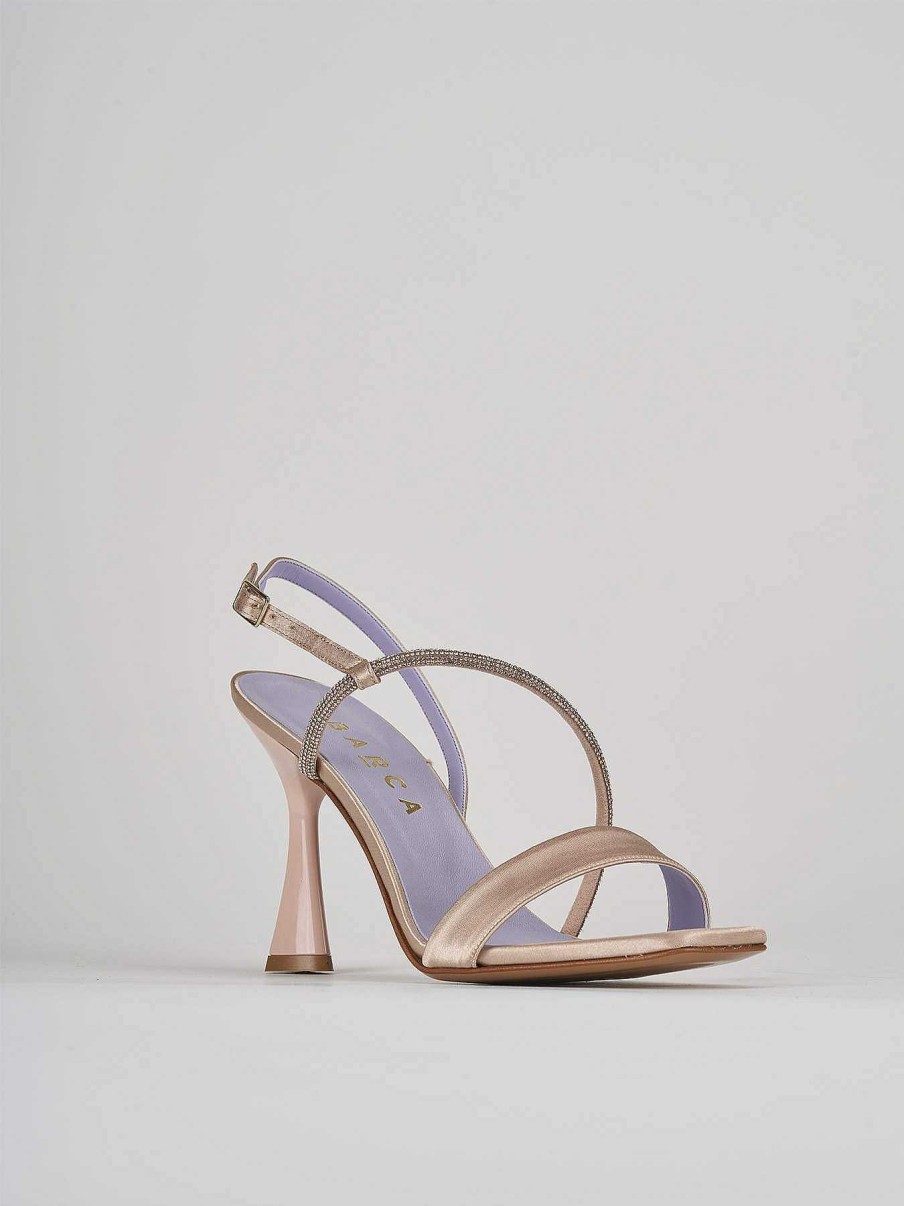 Donna Barca | Sandali Tacco Alto Tacco 9 Cm In Raso Beige