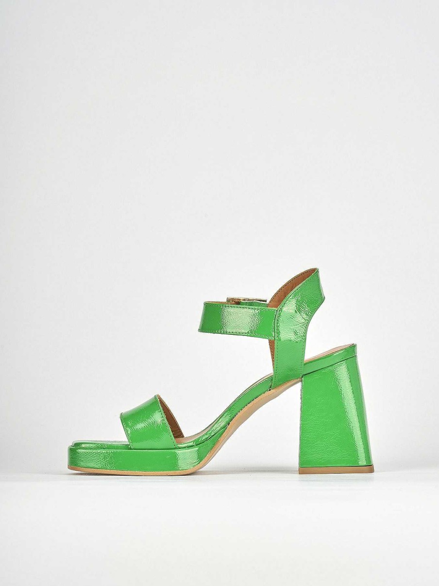 Donna Barca | Sandali Tacco Alto Tacco 8 Cm In Pelle Verde