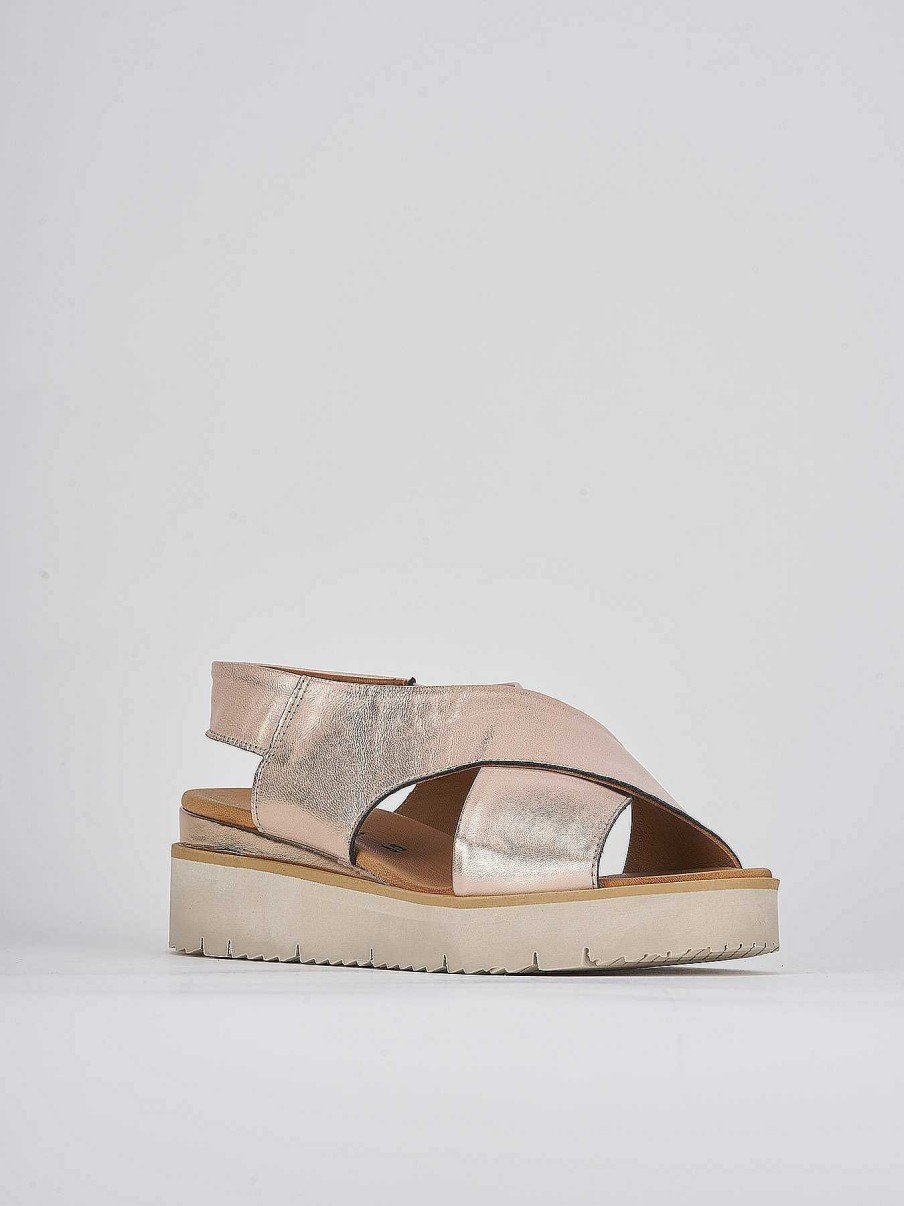 Donna Barca | Zeppa Tacco 4 Cm In Pelle Bronzo