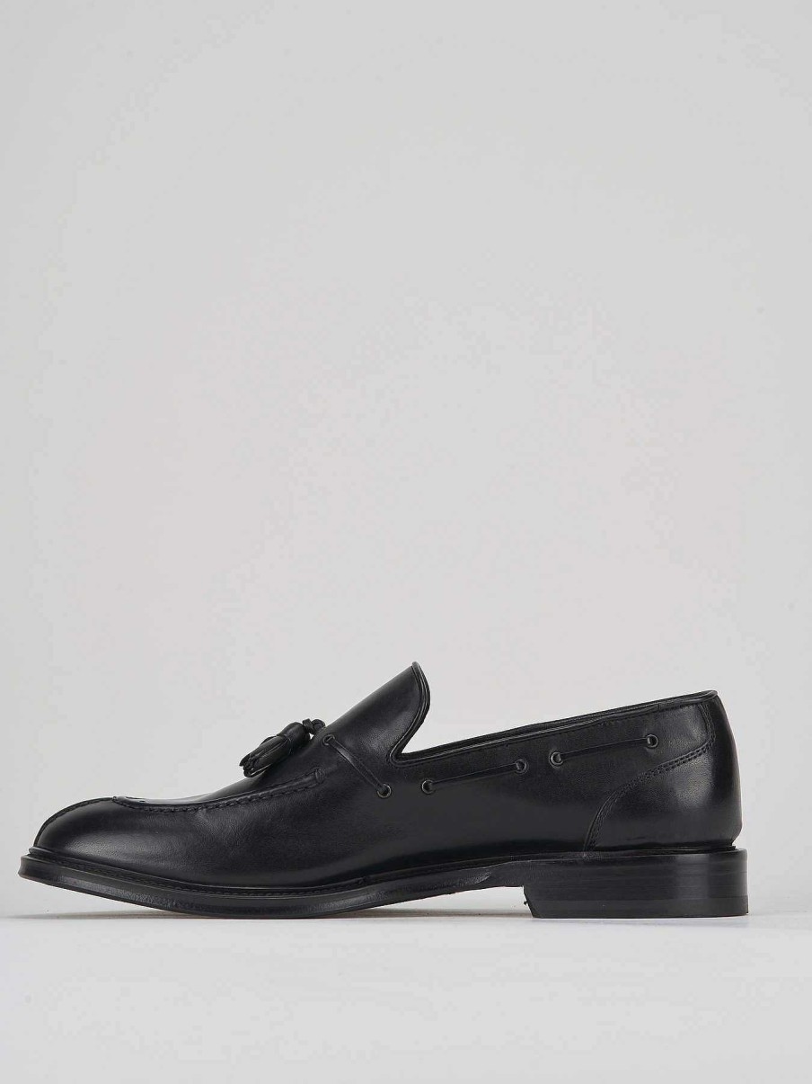 Uomo Barca | Mocassini Tacco 2 Cm In Pelle Nera