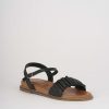 Donna Barca | Sandali Tacco Basso Tacco 1 Cm In Pelle Nera