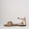 Donna Barca | Sandali Tacco Basso Tacco 1 Cm In Pelle Bronzo