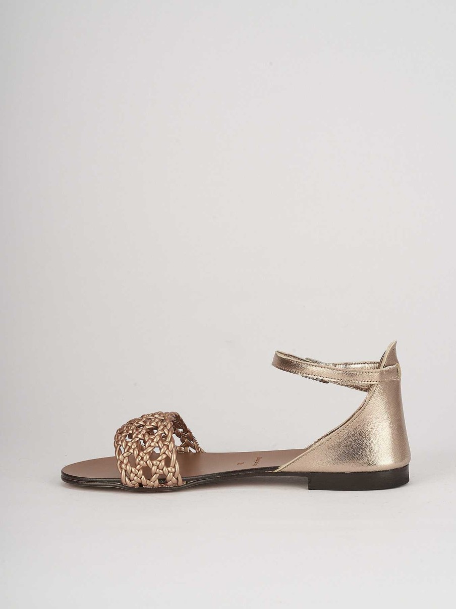 Donna Barca | Sandali Tacco Basso Tacco 1 Cm In Pelle Bronzo