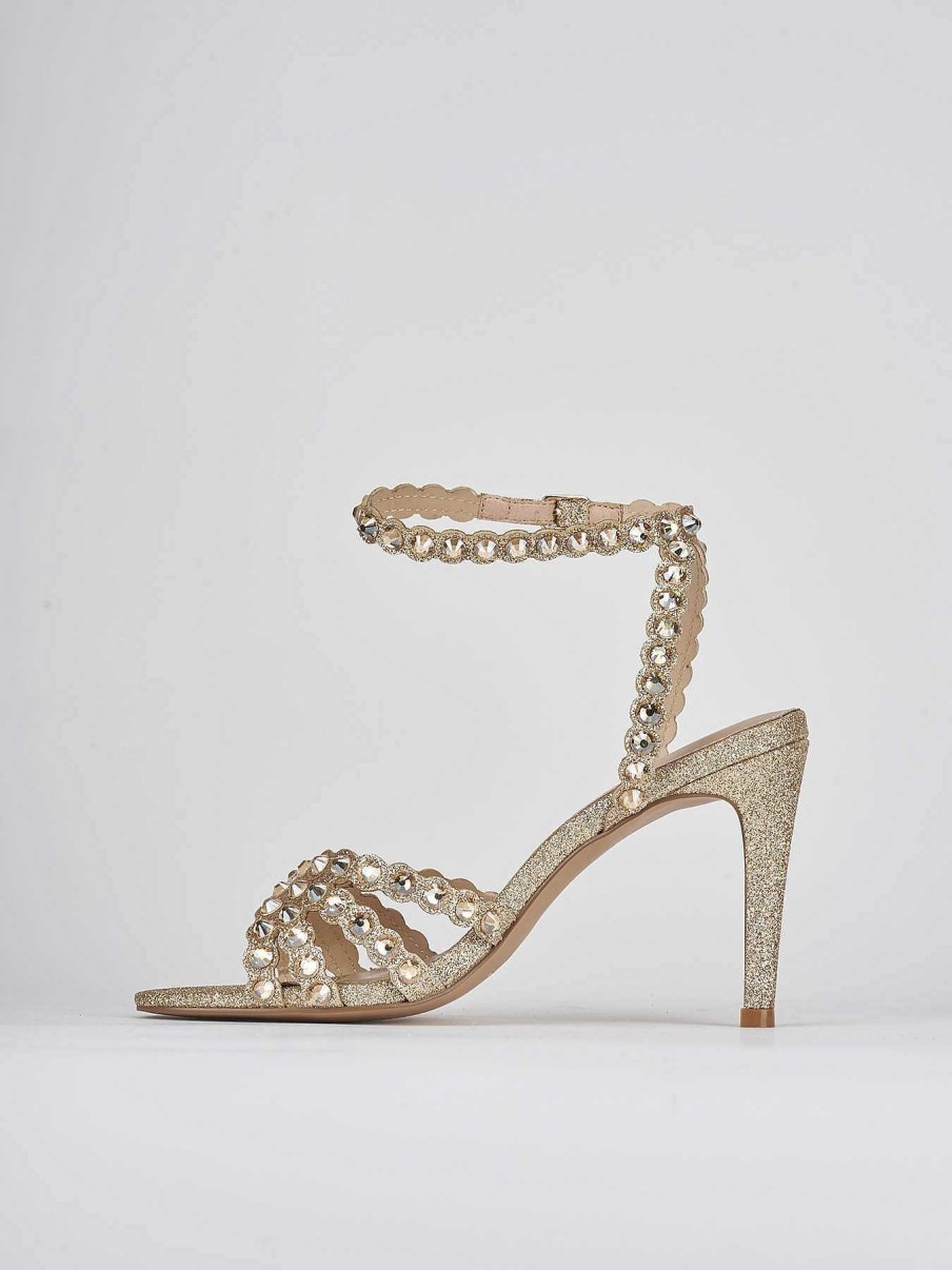 Donna Barca | Sandali Tacco Alto Tacco 9 Cm Glitter Oro