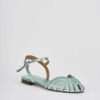 Donna Barca | Sandali Tacco Basso Tacco 1 Cm In Pelle Verde