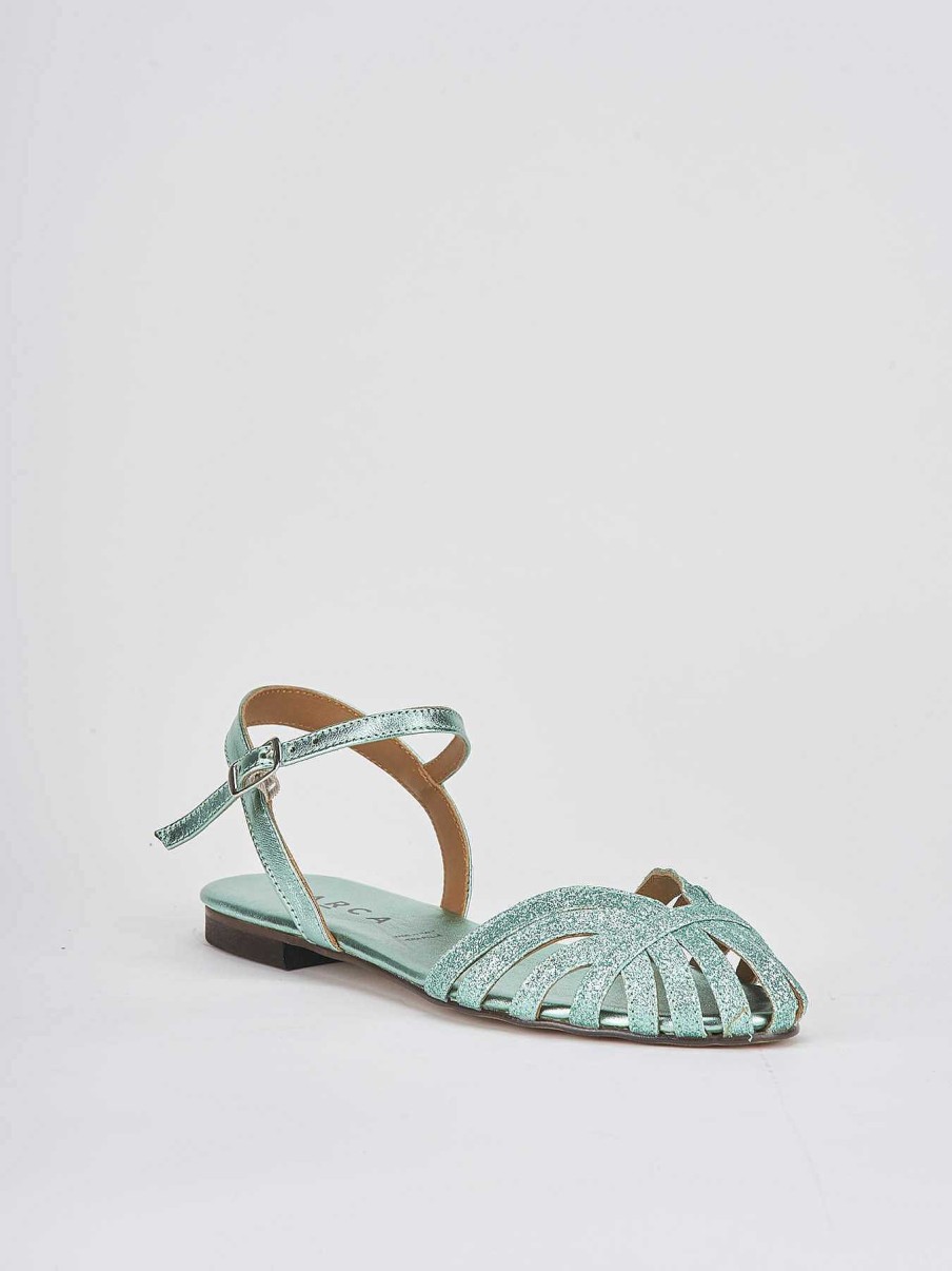 Donna Barca | Sandali Tacco Basso Tacco 1 Cm In Pelle Verde