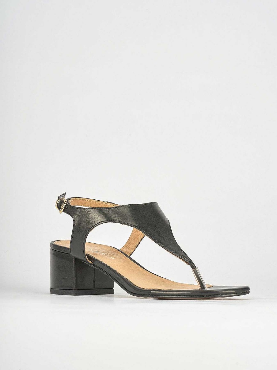 Donna Barca | Sandali Tacco Alto Tacco 5 Cm In Pelle Nera