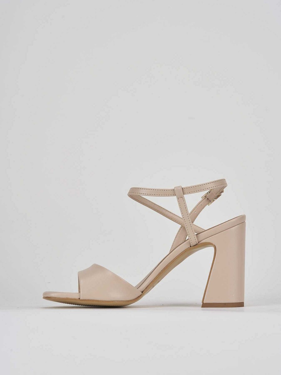 Donna Barca | Sandali Tacco Alto Tacco 7 Cm In Pelle Beige