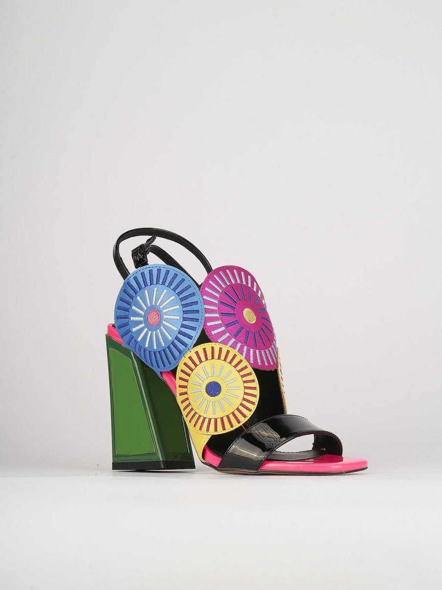 Donna Barca | Sandali Tacco Alto Tacco 11 Cm In Pelle Multicolor