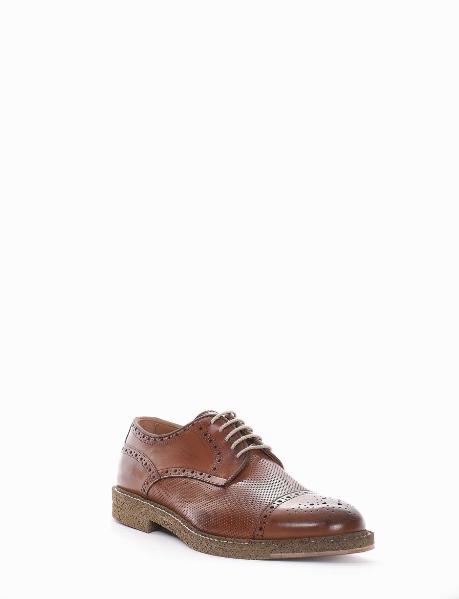 Uomo Barca | Scarpe Stringate Tacco 2 Cm In Pelle Marrone