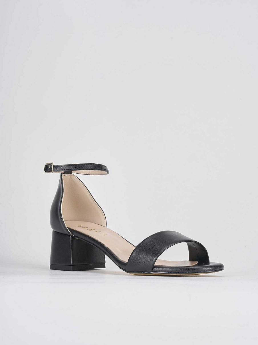 Donna Barca | Sandali Tacco Alto Tacco 5 Cm In Pelle Nera