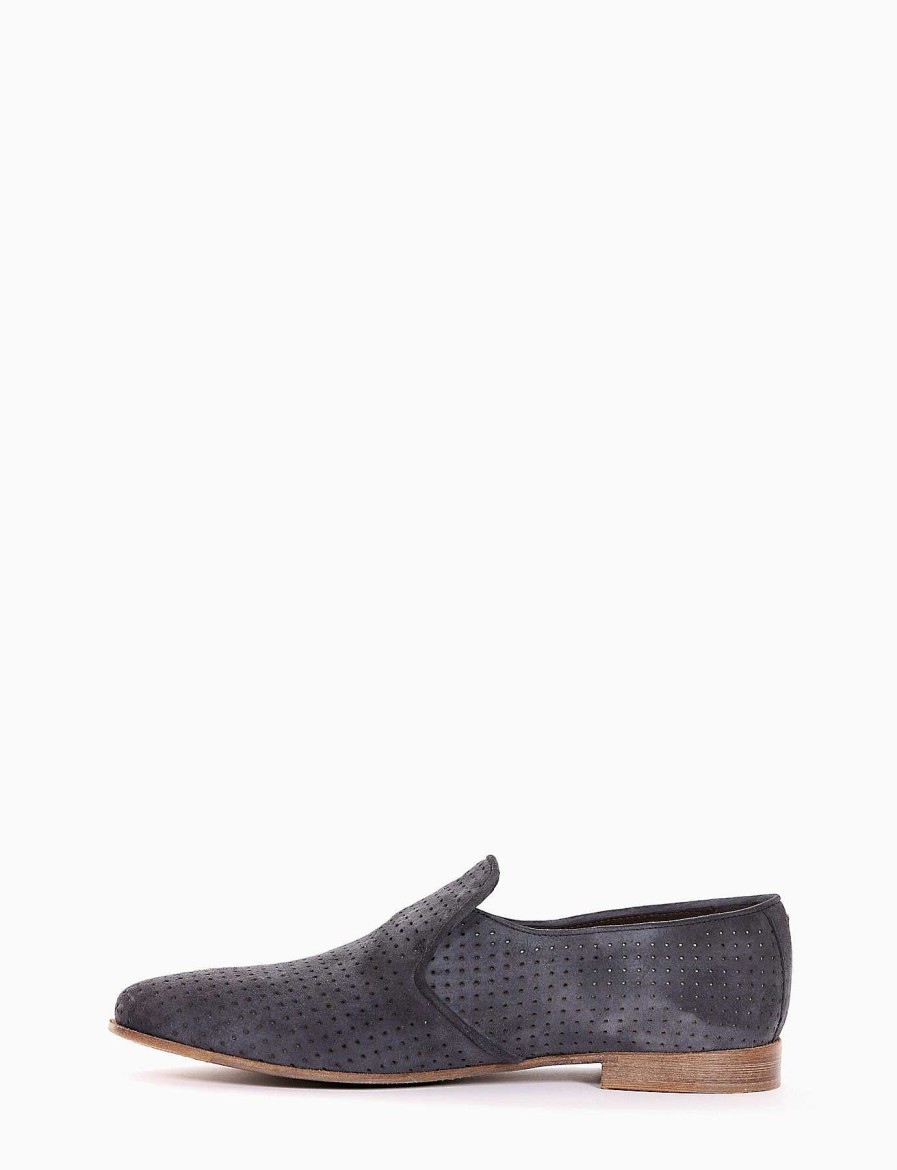 Uomo Barca | Mocassino Tacco 2 Cm Camoscio Blu