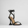 Donna Barca | Sandali Tacco Alto Tacco 10 Cm In Raso Nero