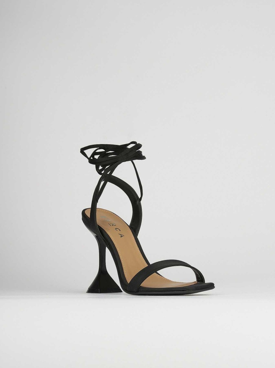 Donna Barca | Sandali Tacco Alto Tacco 10 Cm In Raso Nero