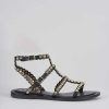 Donna Barca | Sandali Tacco Basso Tacco 1 Cm In Pelle Nera