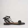 Donna Barca | Sandali Tacco Basso Tacco 1 Cm In Pelle Nera