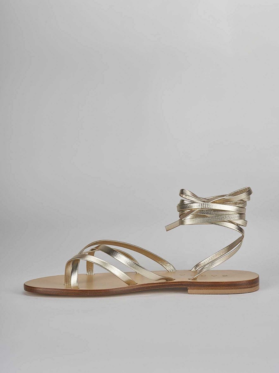 Donna Barca | Sandali Tacco 1Cm Pelle Oro