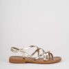 Donna Barca | Sandali Tacco Basso Tacco 1 Cm In Pelle Oro