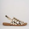 Donna Barca | Sandali Tacco Basso Tacco 1 Cm In Pelle Oro