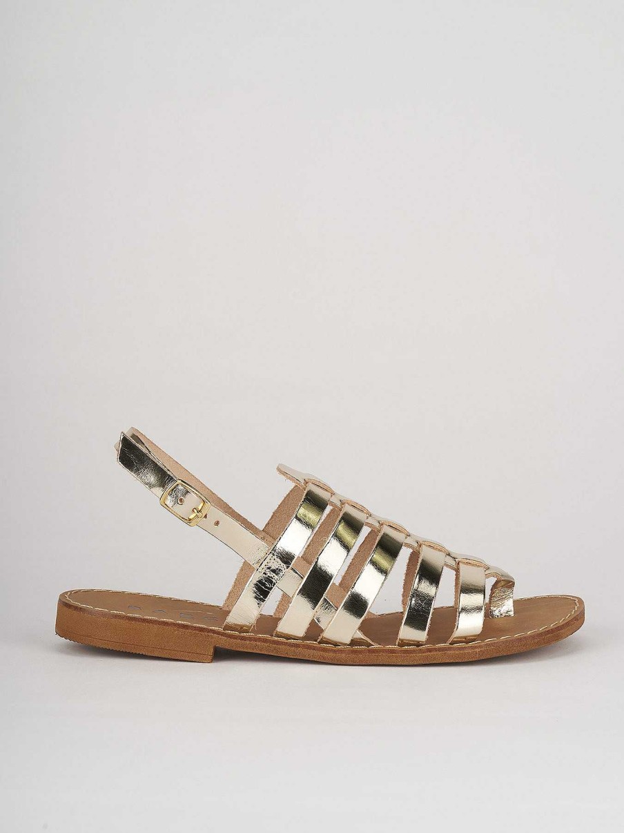 Donna Barca | Sandali Tacco Basso Tacco 1 Cm In Pelle Oro