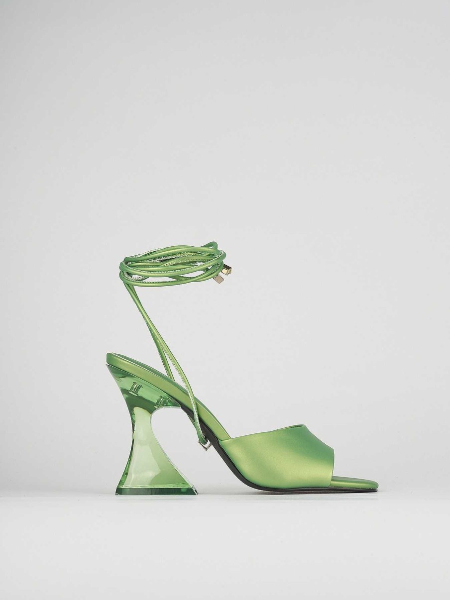 Donna Barca | Sandali Tacco Alto Tacco 8 Cm In Pelle Verde