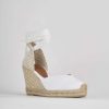 Donna Barca | Espadrillas Tacco 8 Cm In Tessuto Bianco