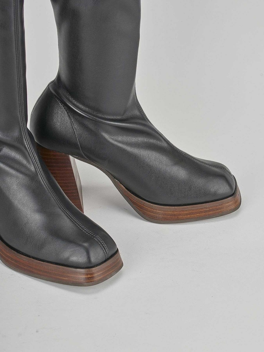 Donna Barca | Stivali Tacco Alto Tacco 8 Cm In Pelle Nera