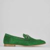 Donna Barca | Mocassino Tacco 1 Cm In Camoscio Verde