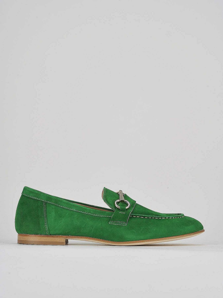 Donna Barca | Mocassino Tacco 1 Cm In Camoscio Verde