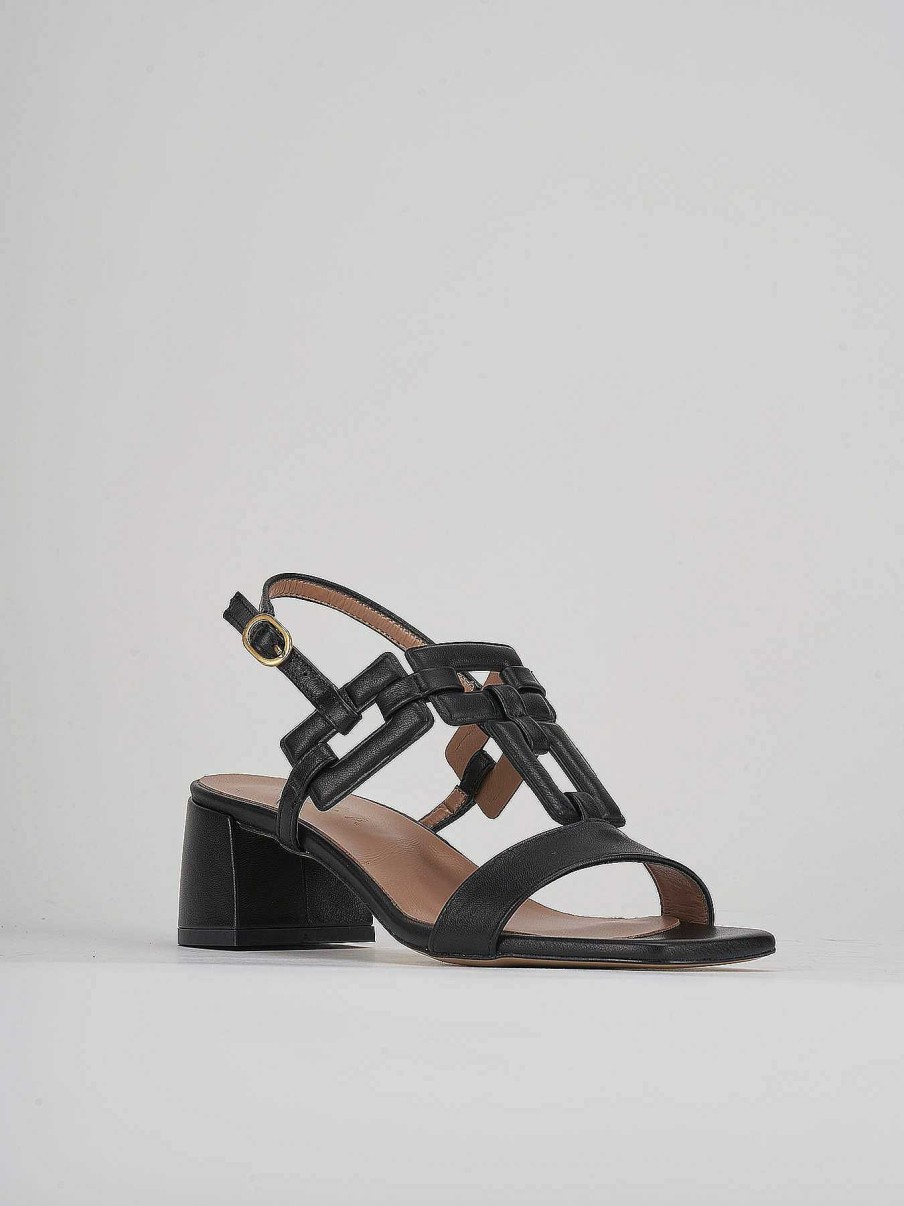 Donna Barca | Sandali Tacco Alto Tacco 5 Cm In Pelle Nera