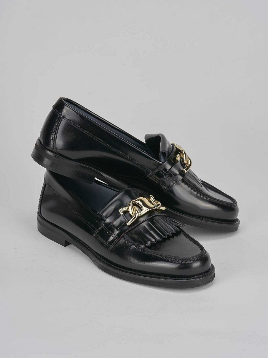 Donna Barca | Mocassini Tacco 1 Cm In Pelle Nera