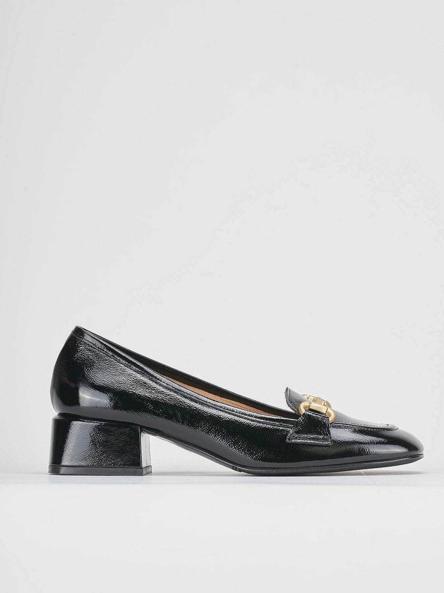 Donna Barca | Mocassino Tacco 3 Cm In Vernice Nera