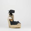 Donna Barca | Espadrillas Tacco 8 Cm Tessuto Nero