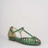 Donna Barca | Sandali Tacco Basso Tacco 1 Cm In Pelle Verde