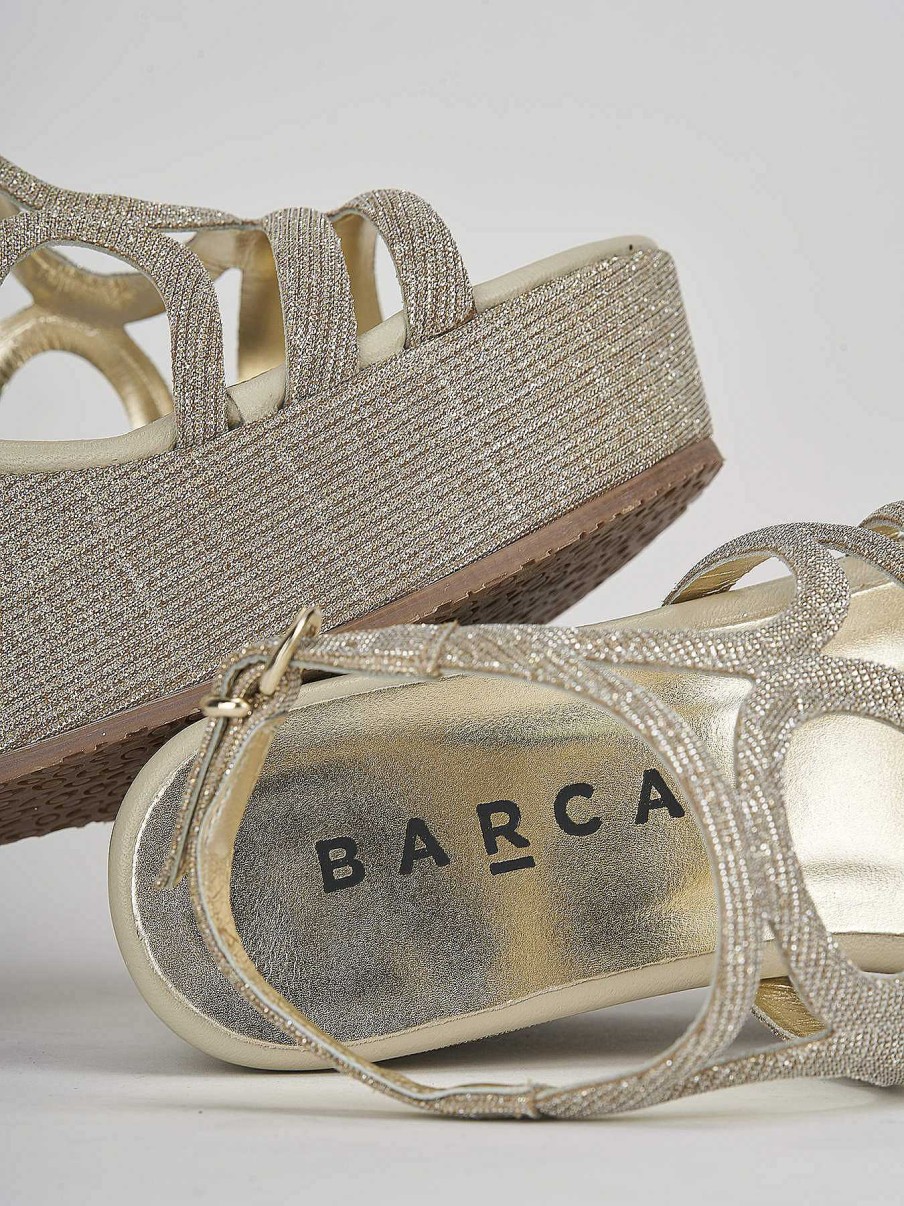 Donna Barca | Zeppa Tacco 8 Cm In Pelle Oro