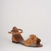 Donna Barca | Sandali Tacco Basso Tacco 1 Cm In Pelle Marrone